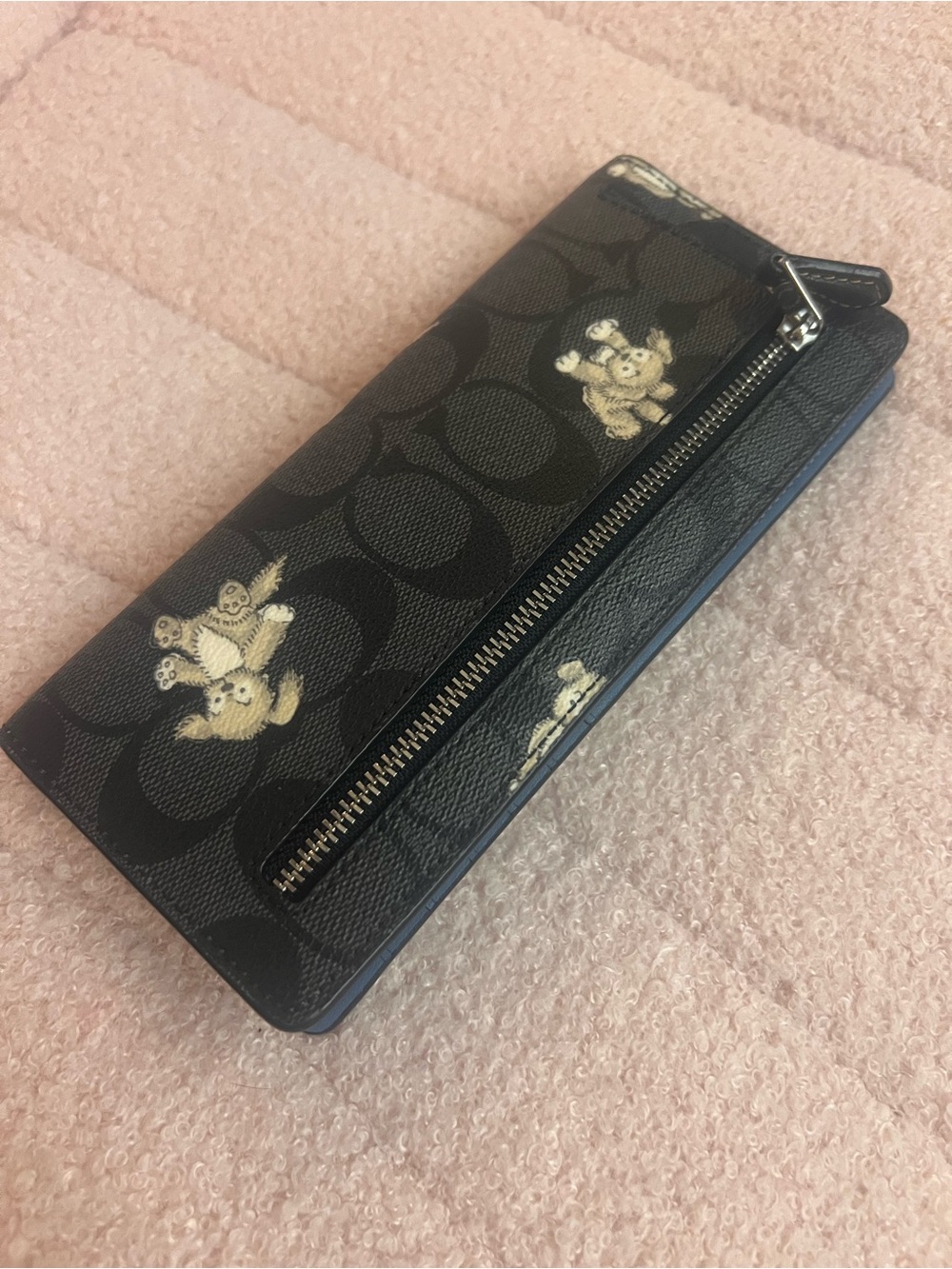 Coach Black Signature Canvas Floral-Accent Continental Wallet - Picture 4 of 8